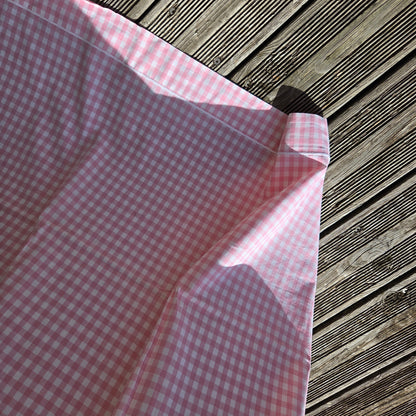 Pièce de tissu vichy rose - Drap ancien 260x170cm - Ref 1466