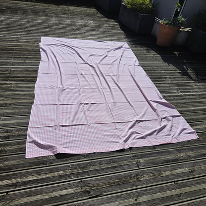 Pièce de tissu vichy rose - Drap ancien 260x170cm - Ref 1466