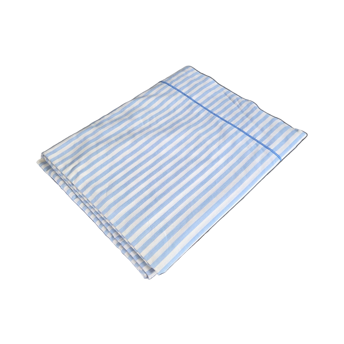 Pièce de tissu rayé bleu layette - Drap ancien 265x165cm - Ref 1479