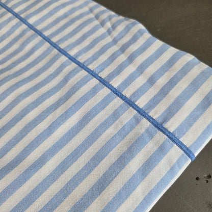 Pièce de tissu rayé bleu layette - Drap ancien 265x165cm - Ref 1479