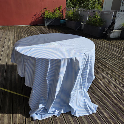Pièce de tissu rayé bleu layette - Drap ancien 265x165cm - Ref 1479