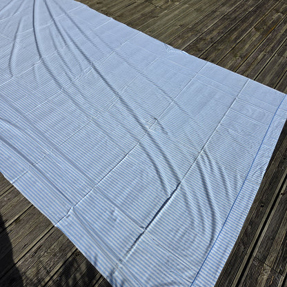 Pièce de tissu rayé bleu layette - Drap ancien 265x165cm - Ref 1479