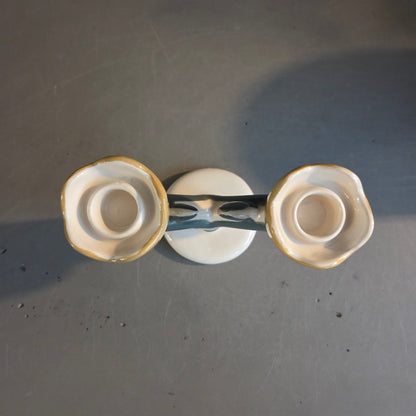 Bougeoir double fleurs en céramique - Maisons du monde - Ref 1481