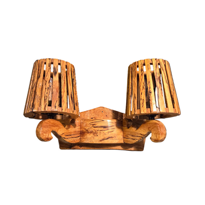Applique double en bois échauffé et liège - Années 70 - Ref 1485