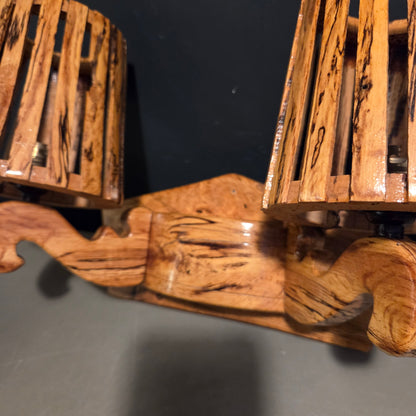 Applique double en bois échauffé et liège - Années 70 - Ref 1485