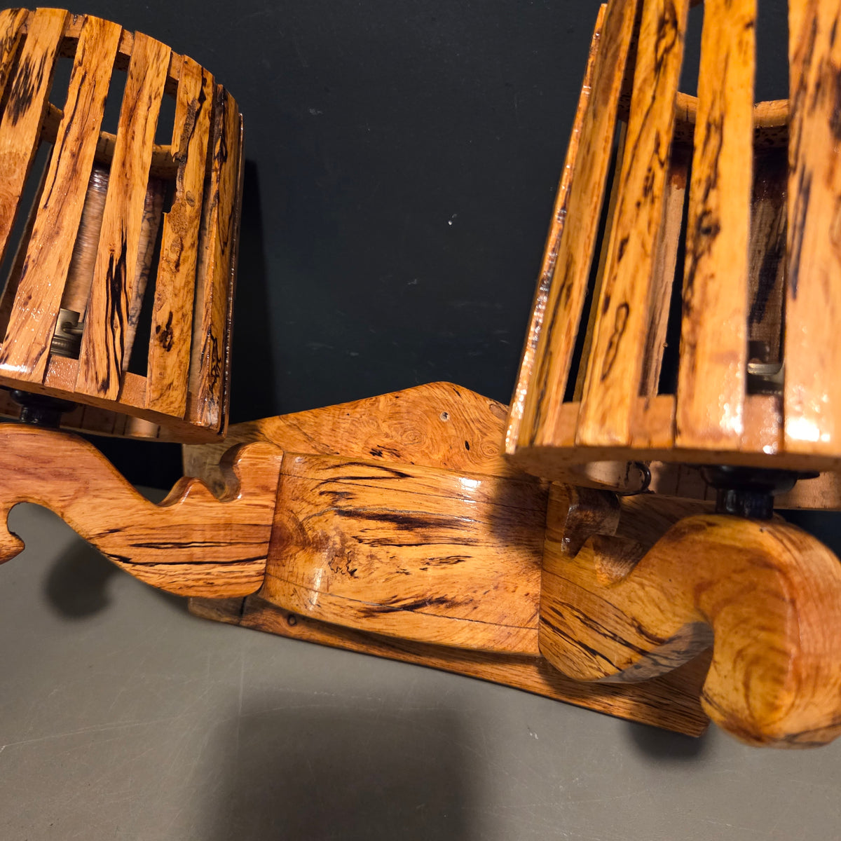 Applique double en bois échauffé et liège - Années 70 - Ref 1485