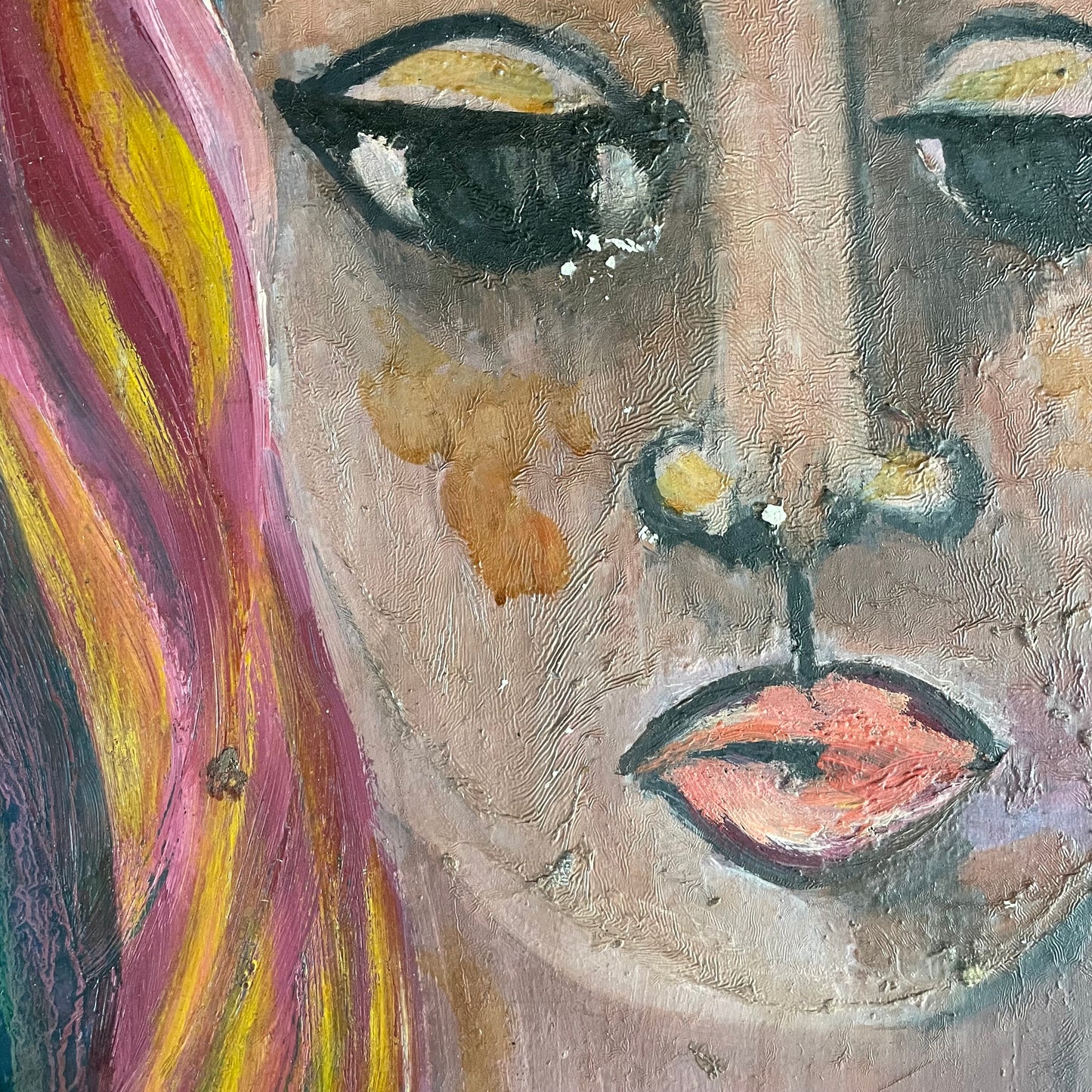 Portrait huile sur bois - Ref 1061