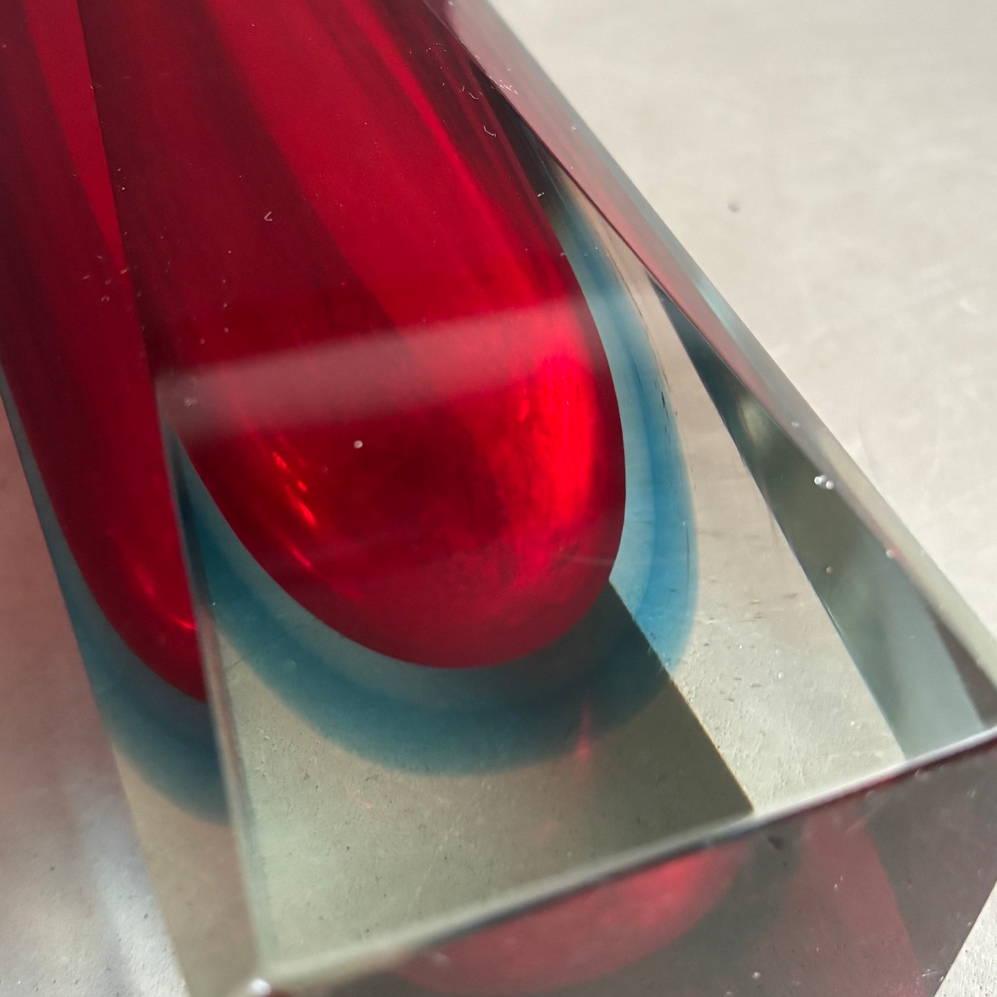 Vase Murano sommerso grand modèle rouge et bleu - Mandruzzato - Années 70 - Ref 1313