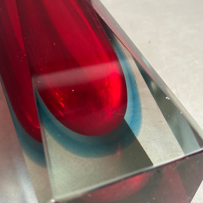 Vase Murano sommerso grand modèle rouge et bleu - Mandruzzato - Années 70 - Ref 1313