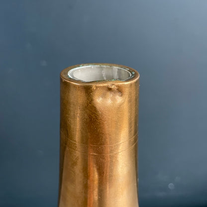 Bouteille flacon en verre ciselé et cuivre - Ref 1178