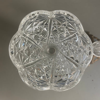 Paire du bougeoirs en régule et verre moulé - Ref 937