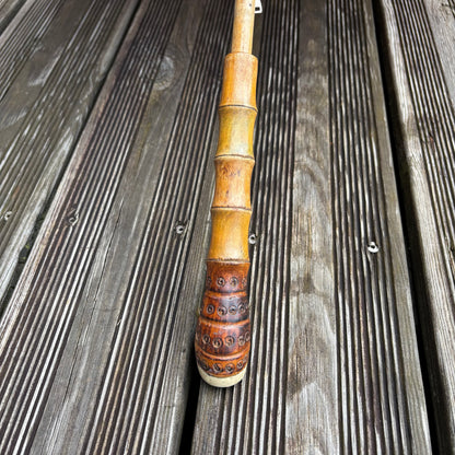 Ombrelle ancienne en bambou, bois et tissus fleuri début XXième - Ref 1254