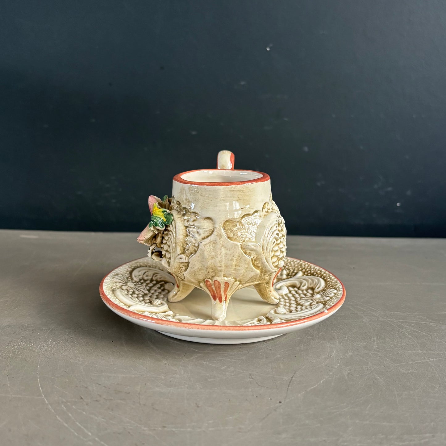 Tasse à café avec soucoupe de Capodimonte, Italie, années 50 - Ref 1215