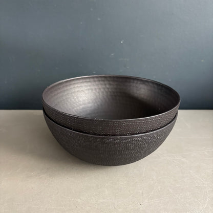 Paire de bols vide-poche en métal laqué noir - Ref 1249