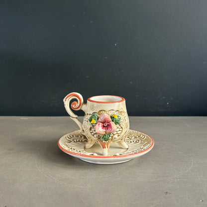 Tasse à café avec soucoupe de Capodimonte, Italie, années 50 - Ref 1215