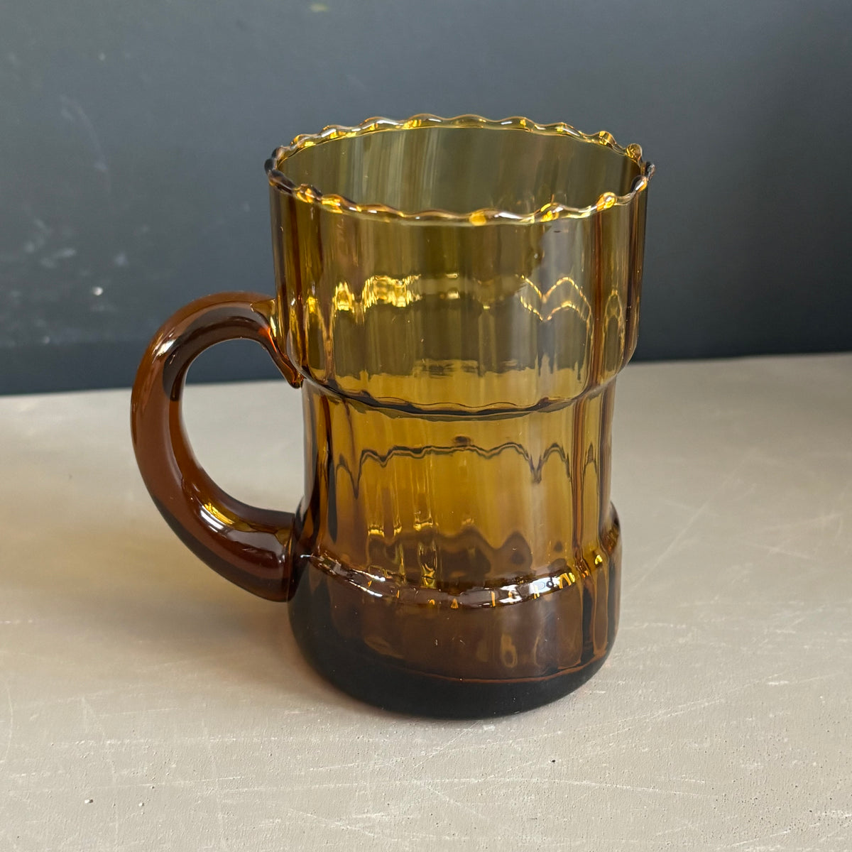 Service à eau en verre ambré texturé, 1 pichet + 5 verres - Ref 1399