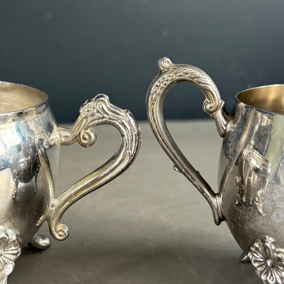 Ensemble sucrier - pot à lait en métal argenté - Ref 1267