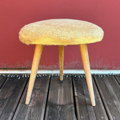 Tabouret vintage pieds compas et moumoute - Ref 1303