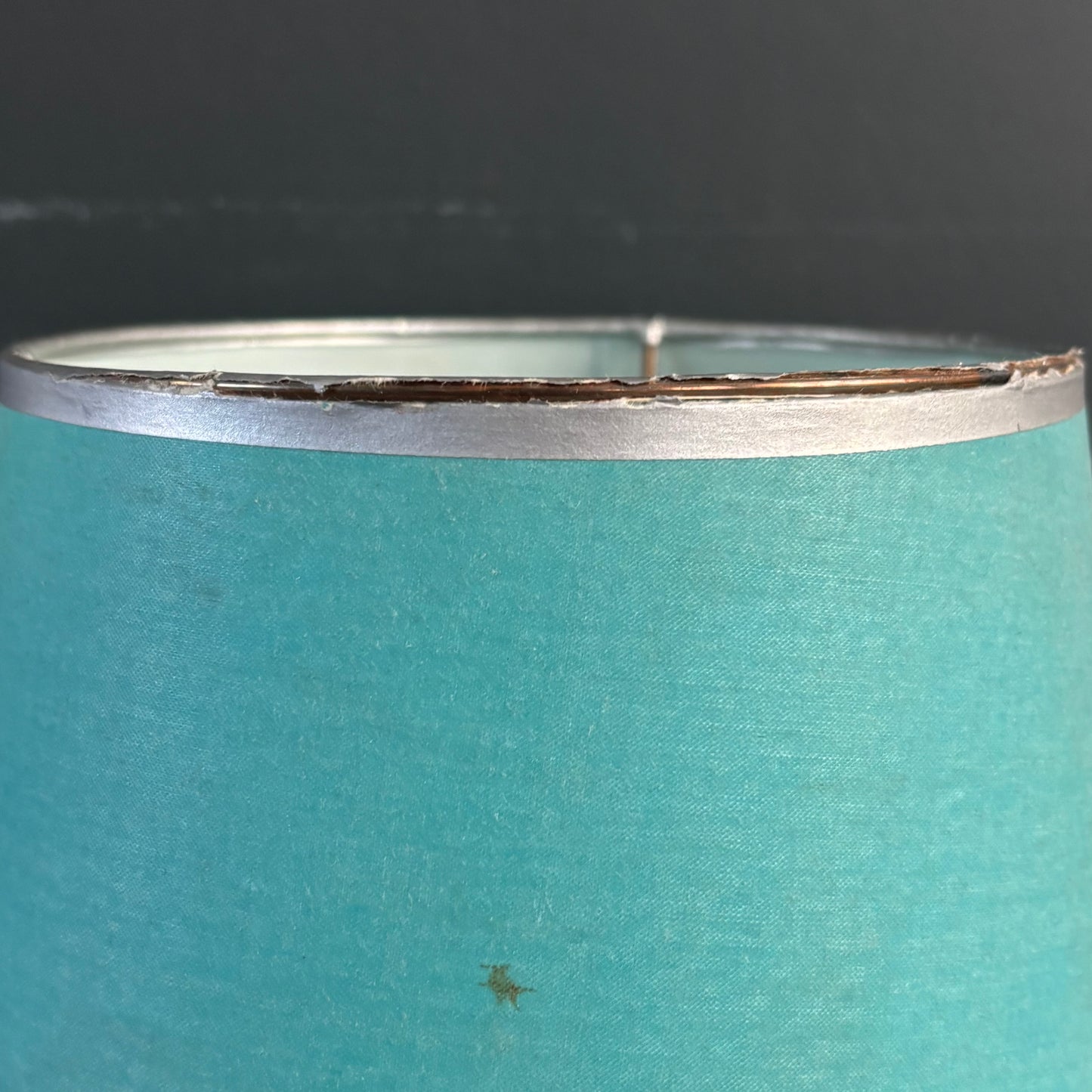 Lampe de table en métal chromé et turquoise - Ref 1305