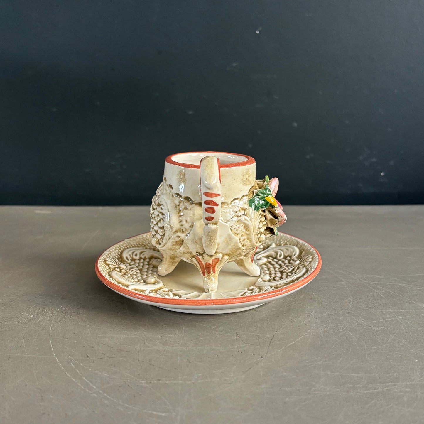Tasse à café avec soucoupe de Capodimonte, Italie, années 50 - Ref 1215