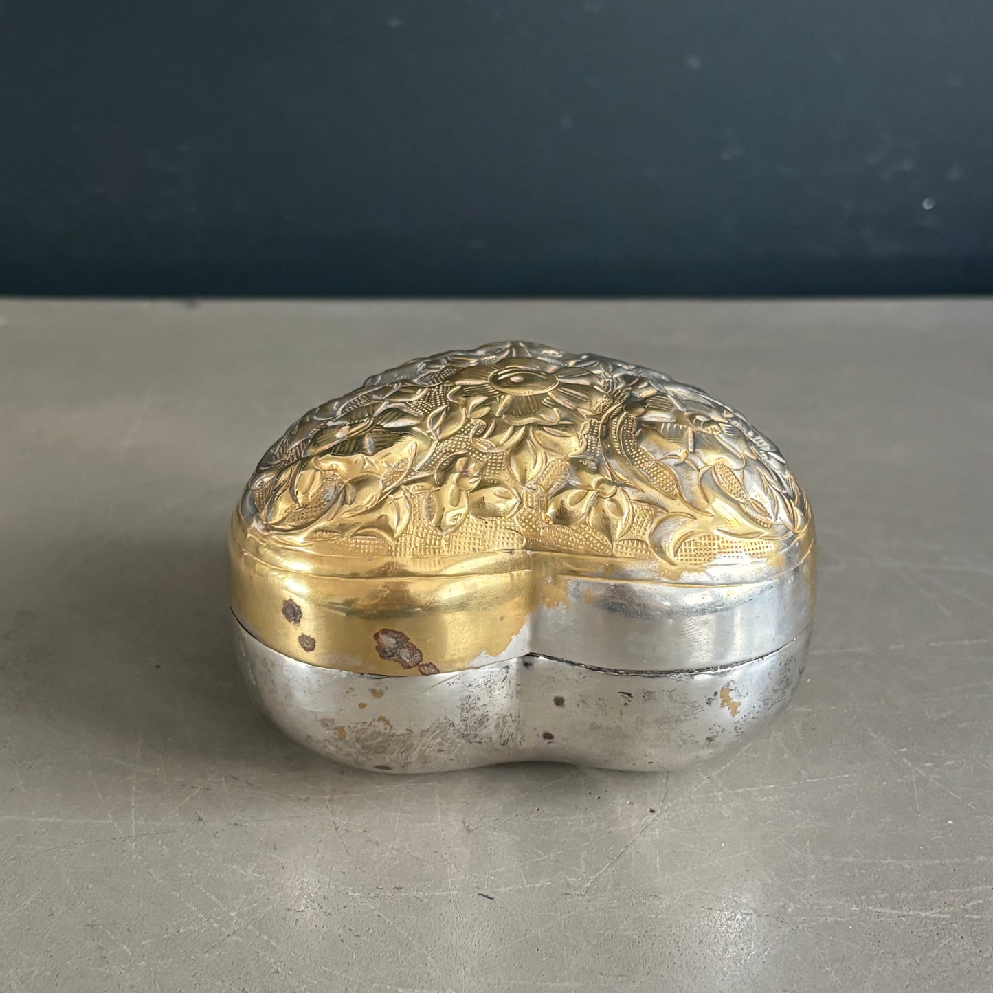 Boîte cœur en laiton argenté - Ref 1259