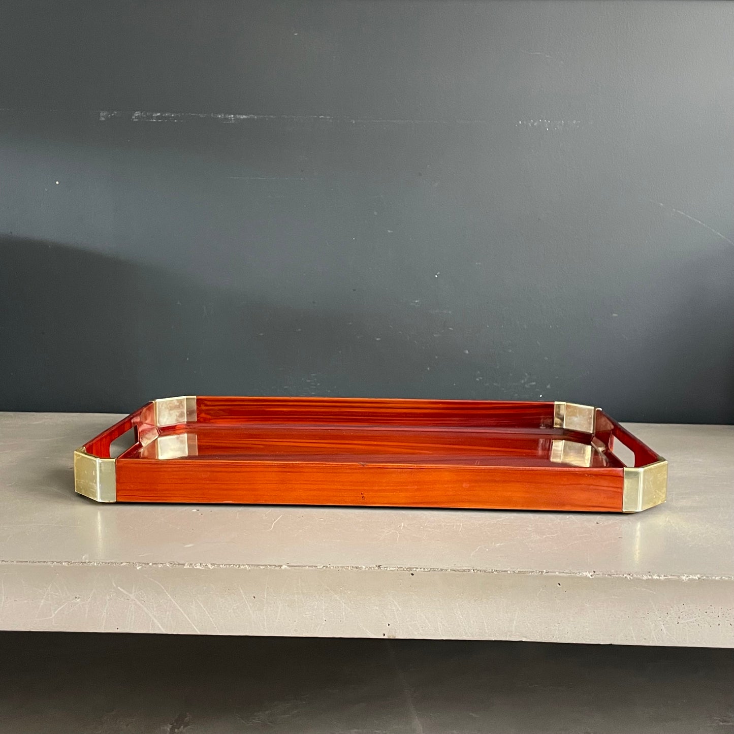 Plateau japonais en plastique façon bois - Ref 1195