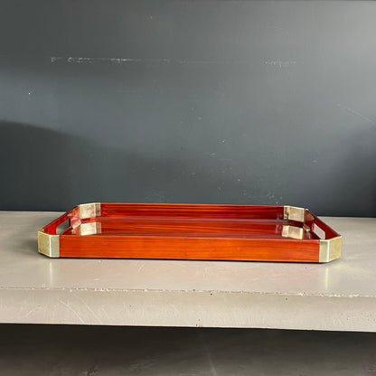 Plateau japonais en plastique façon bois - Ref 1195