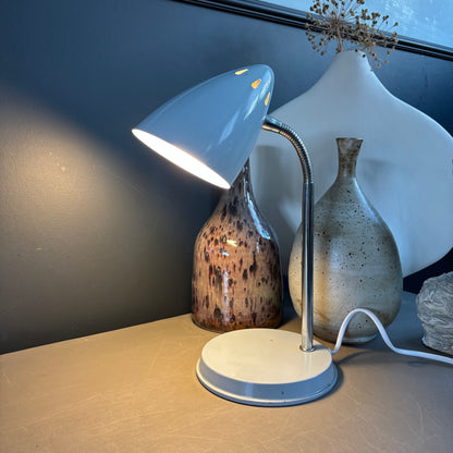 Lampe de bureau vintage Kompernass orientable en métal laqué gris perle - Ref 1270