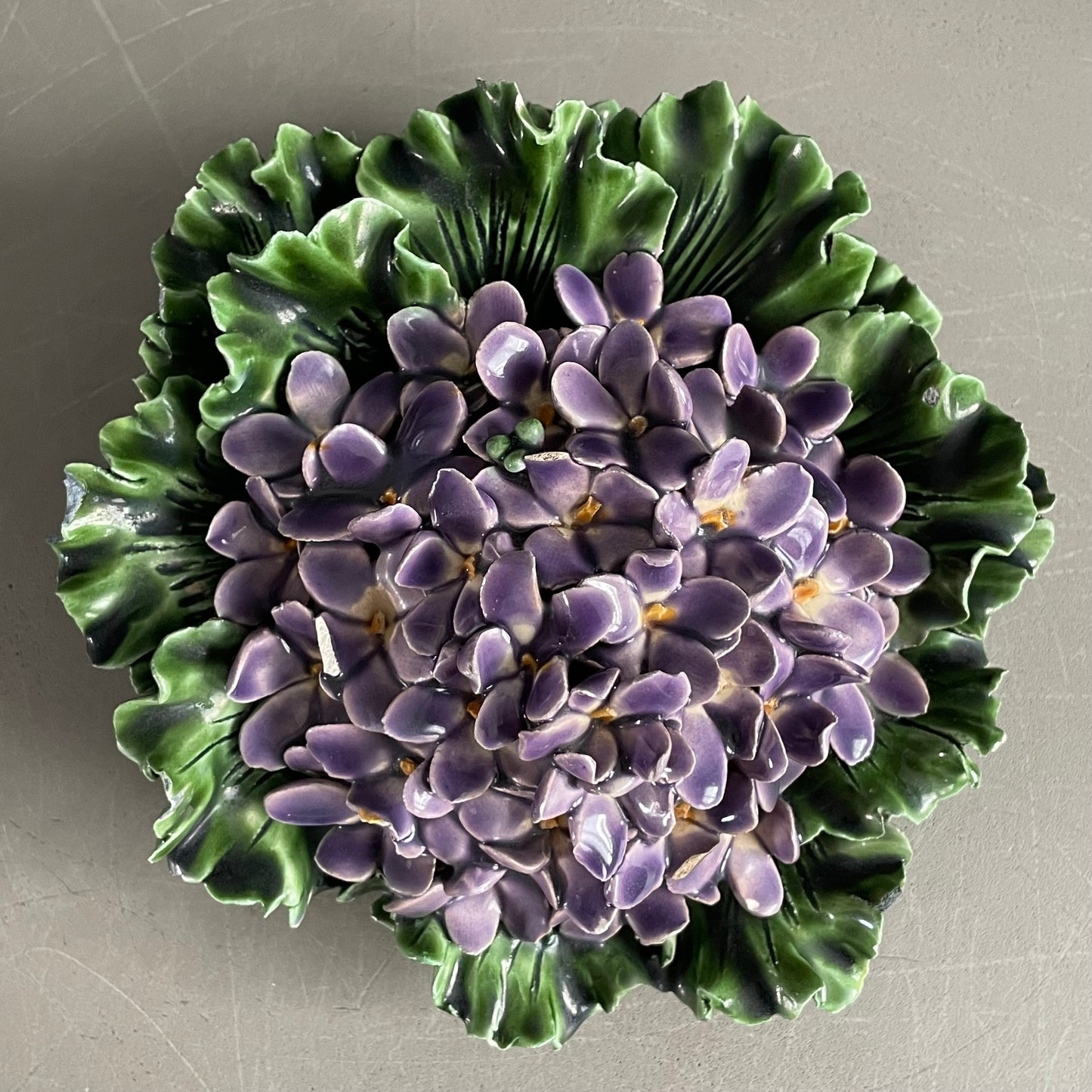 Grande fleur d’hortensia en barbotine de porcelaine - Ref 1161