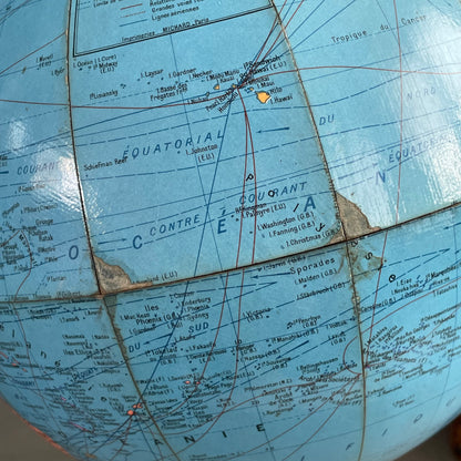Globe terrestre vintage Girard et Barrère - Années 50-60 - piètement string - Ref 1153