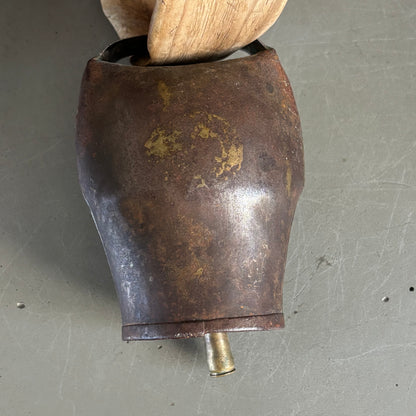 Cloche sonnaille ancienne avec son collier en bois - Ref 1320
