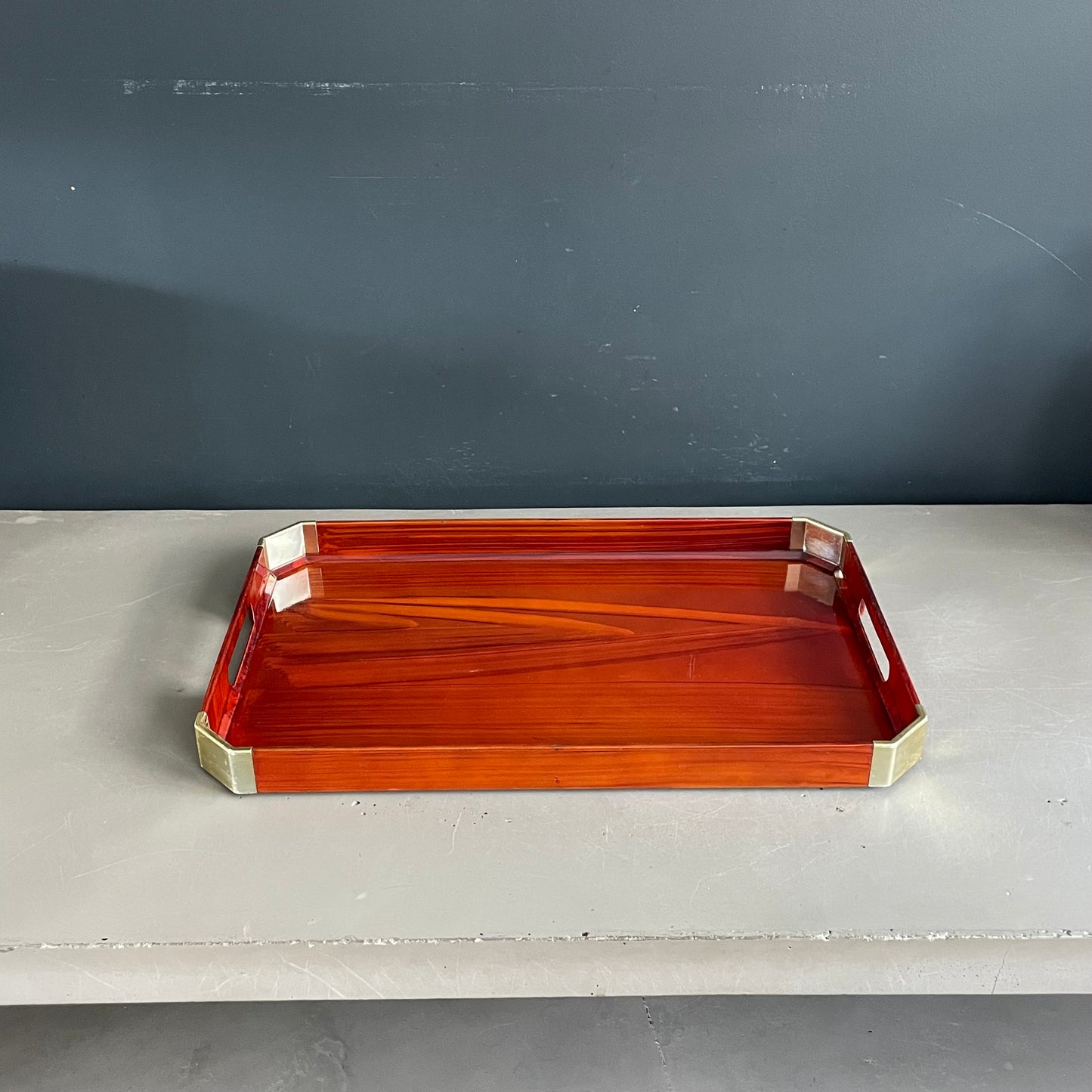 Plateau japonais en plastique façon bois - Ref 1195