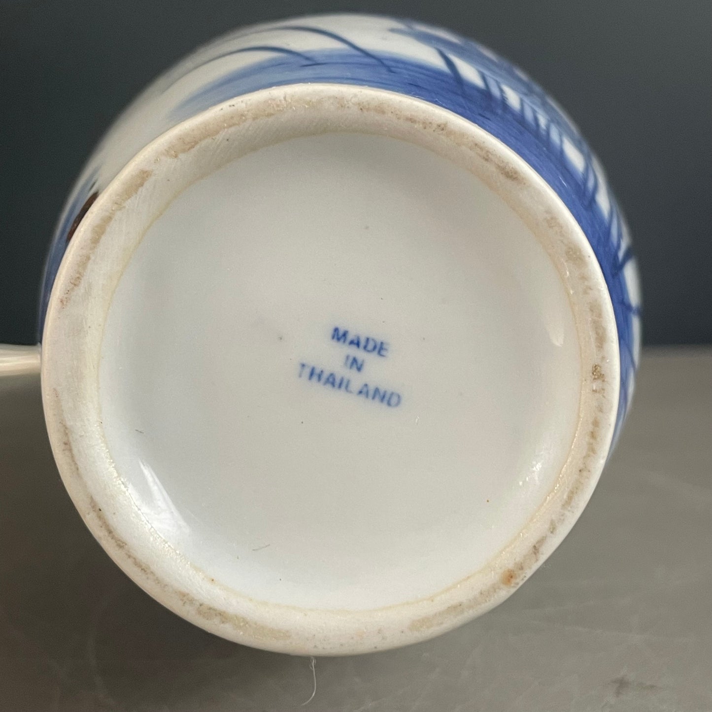 Pied de lampe asiatique en porcelaine peinte à la main - Ref 1106
