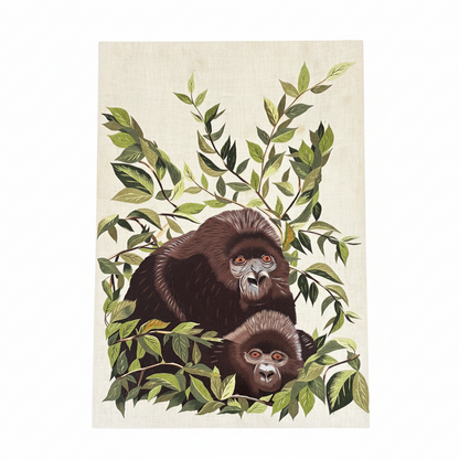 Broderie artisanale du Rwanda - Maman gorille et son bébé - Ref 1301