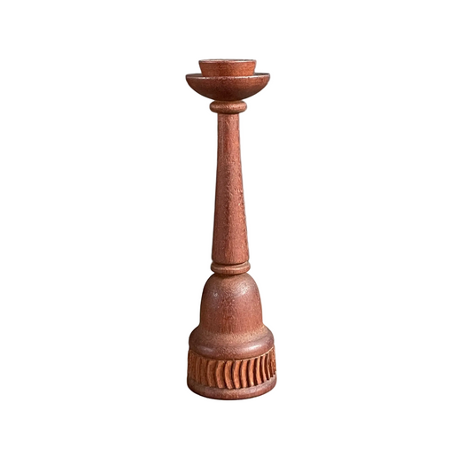 Bougeoir en bois ciselé - 17,5cm - Ref 1173