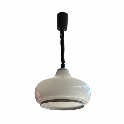 Suspension vintage en verre blanc et système monte et baisse - Ref 1309