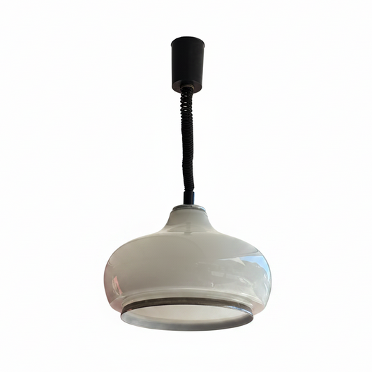 Suspension vintage en verre blanc et système monte et baisse - Ref 1309
