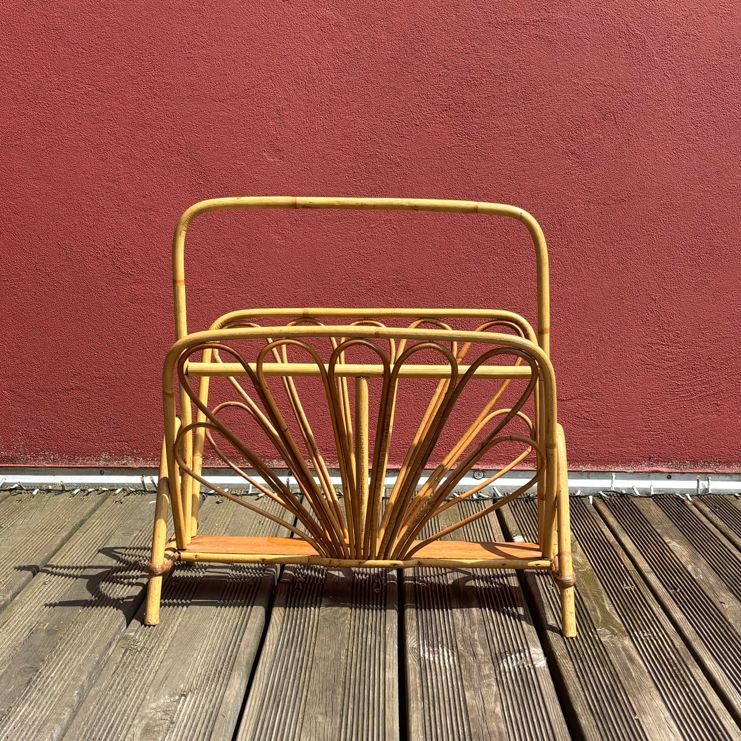Porte revues vintage en bambou et rotin - Ref 1258