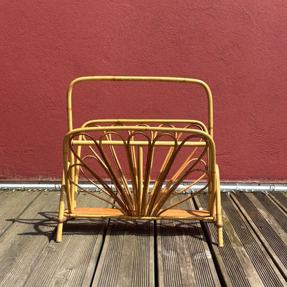 Porte revues vintage en bambou et rotin - Ref 1258