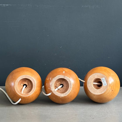 Trio de pieds de lampes forme boule en bois clair - Ref 1236