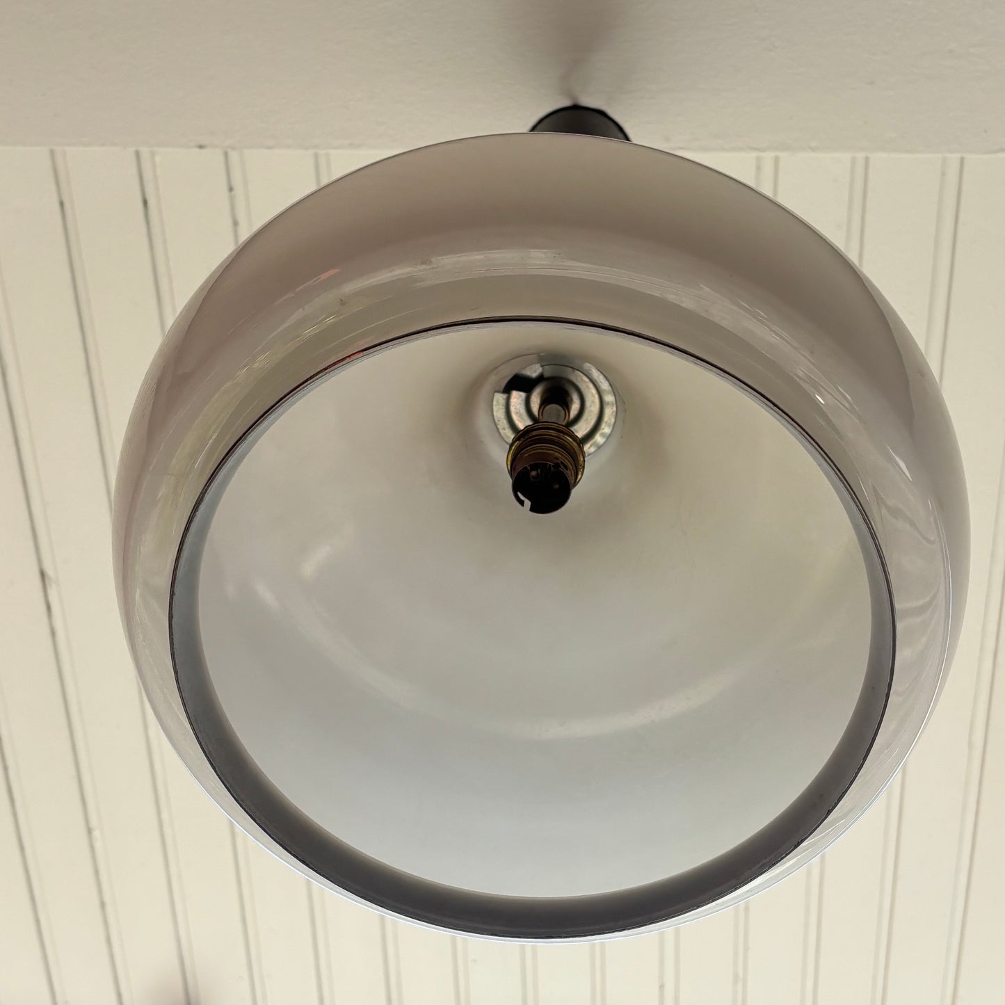 Suspension vintage en verre blanc et système monte et baisse - Ref 1309