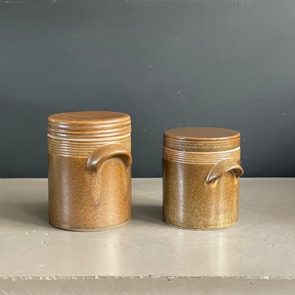 2 pots à condiments en grès émaillé - Ref 1083