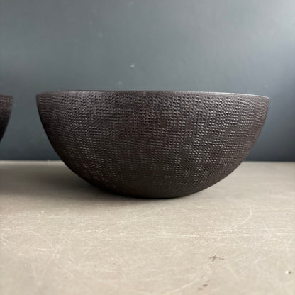 Paire de bols vide-poche en métal laqué noir - Ref 1249