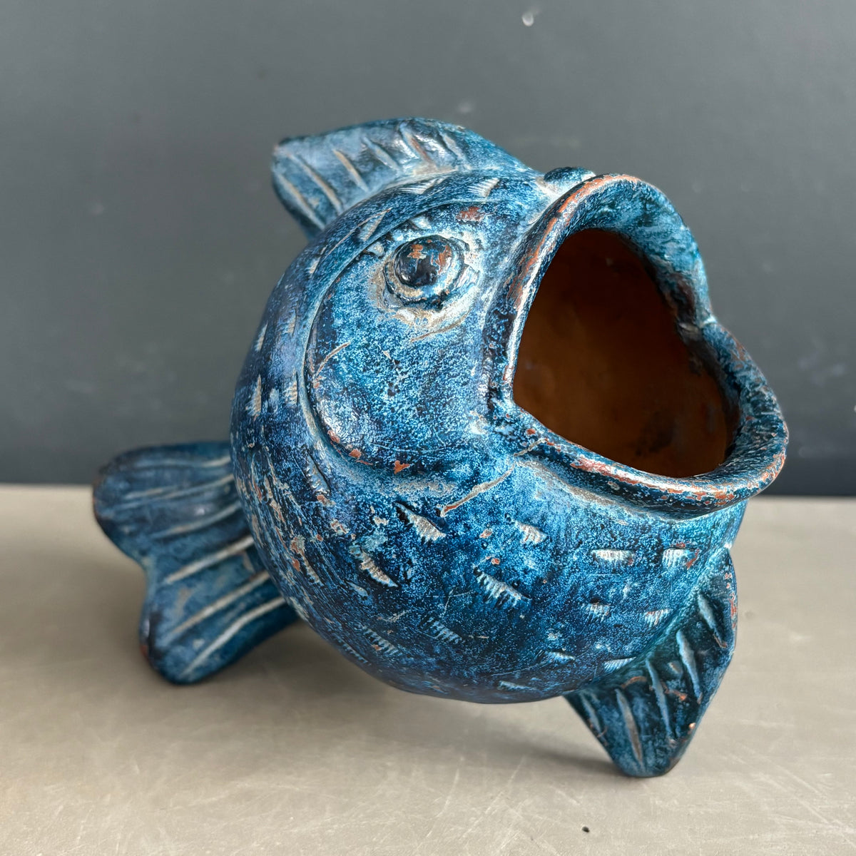 Vase - cendrier poisson en céramique vintage - Ref 1282