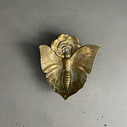Vide-poche papillon et fleur en laiton signé - Ref 1160