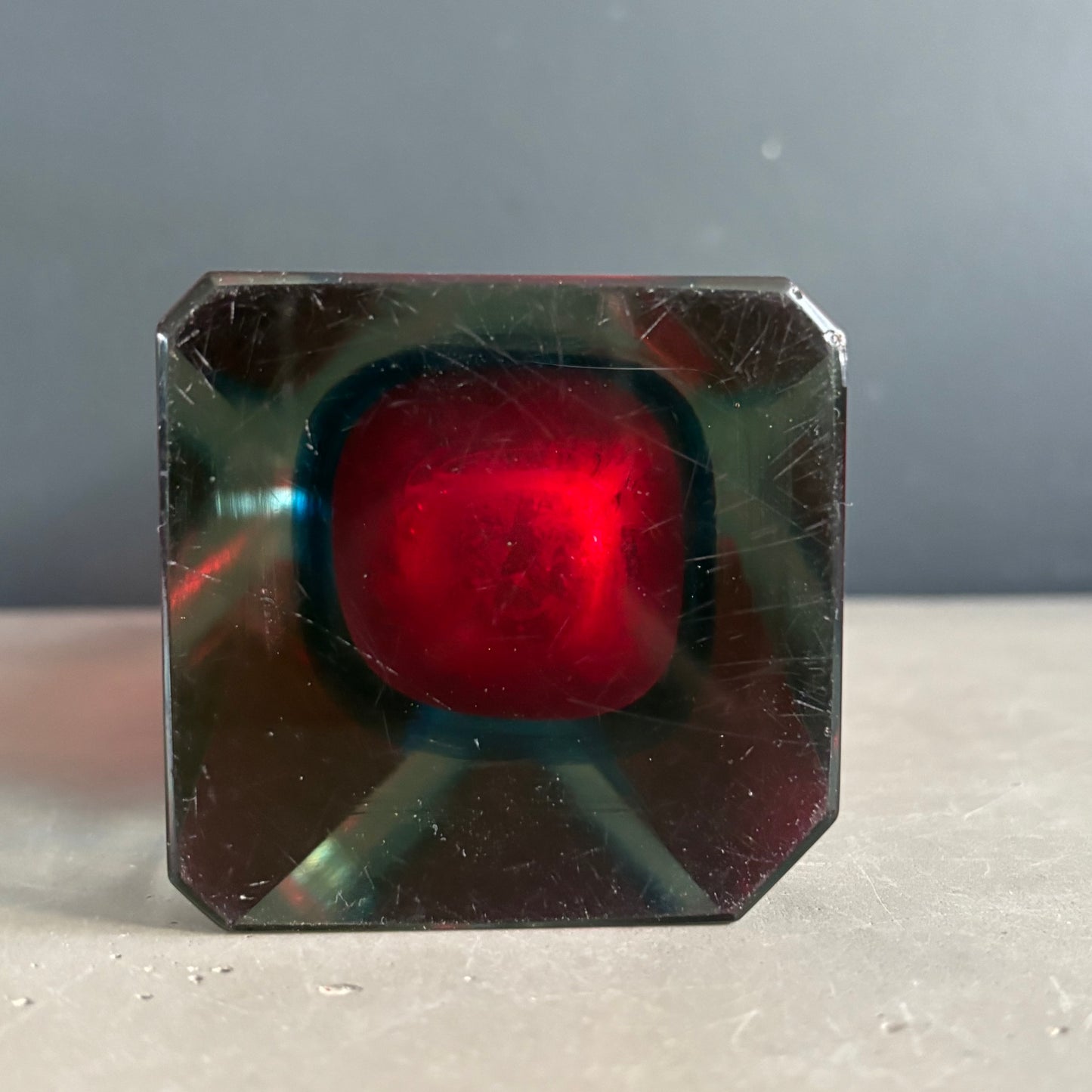 Vase Murano sommerso grand modèle rouge et bleu - Mandruzzato - Années 70 - Ref 1313