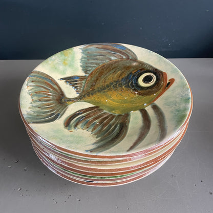 Série de 6 assiettes Puigdemont motifs poissons - Ref 1049