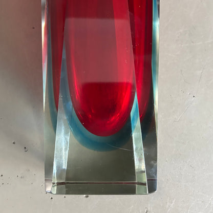 Vase Murano sommerso grand modèle rouge et bleu - Mandruzzato - Années 70 - Ref 1313