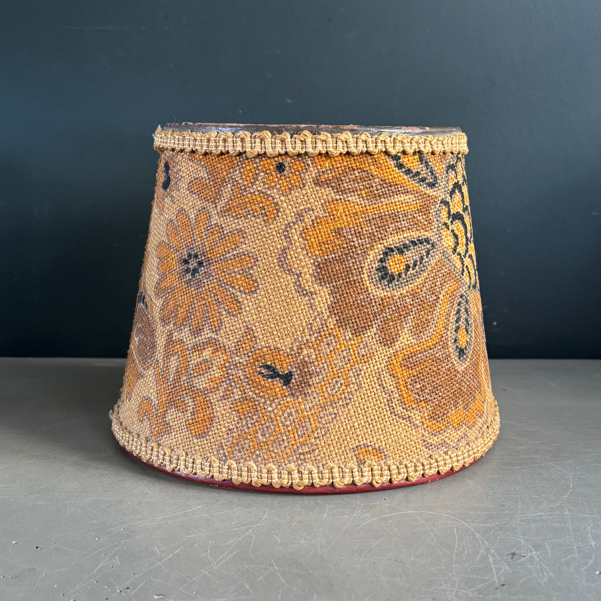Abat-jour vintage en toile de jute à motifs - Ref 1330