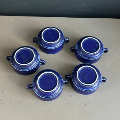 Ensemble de 5 tasses à thé avec soucoupes en céramique bleu Klein - Ref 1393